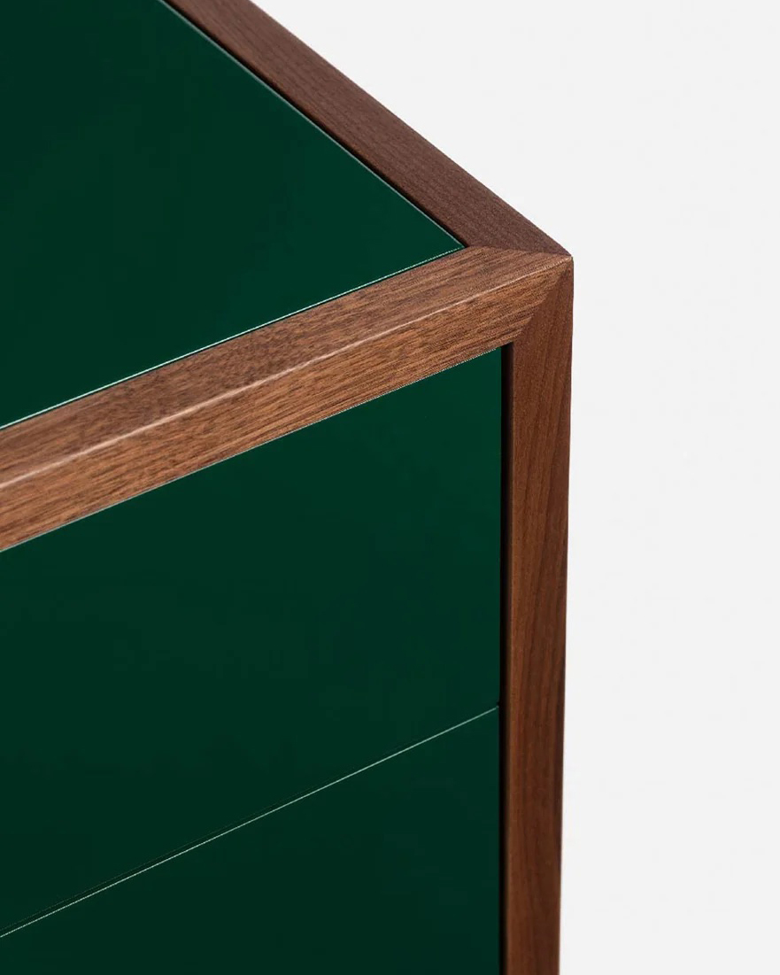 053 S Classon Low Chest by Jason Miller in Danish oiled walnut and forest painted hdf detailx2web 2 1800x1800 2