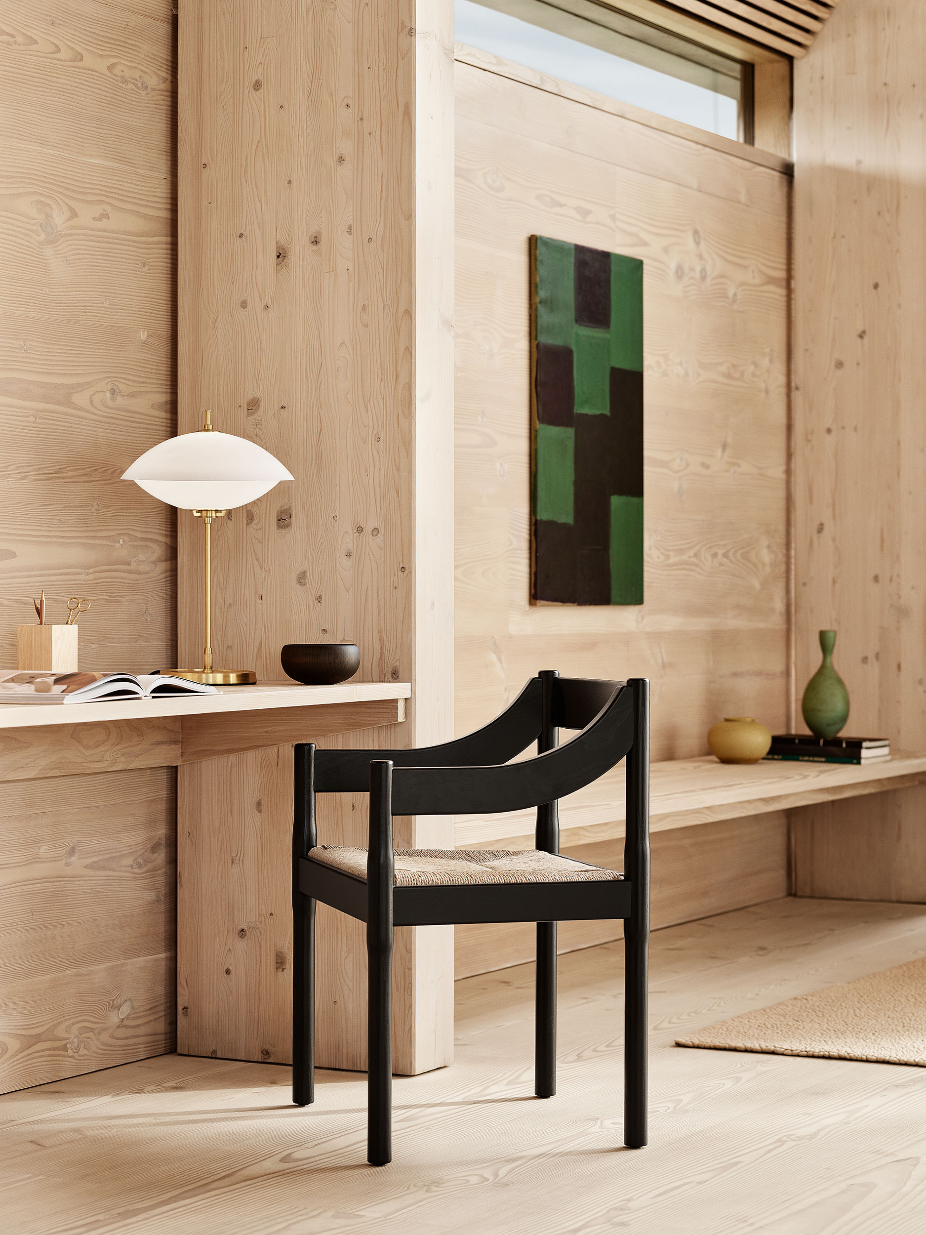 FH Clam Table Brass Carimate VM120 Black ash