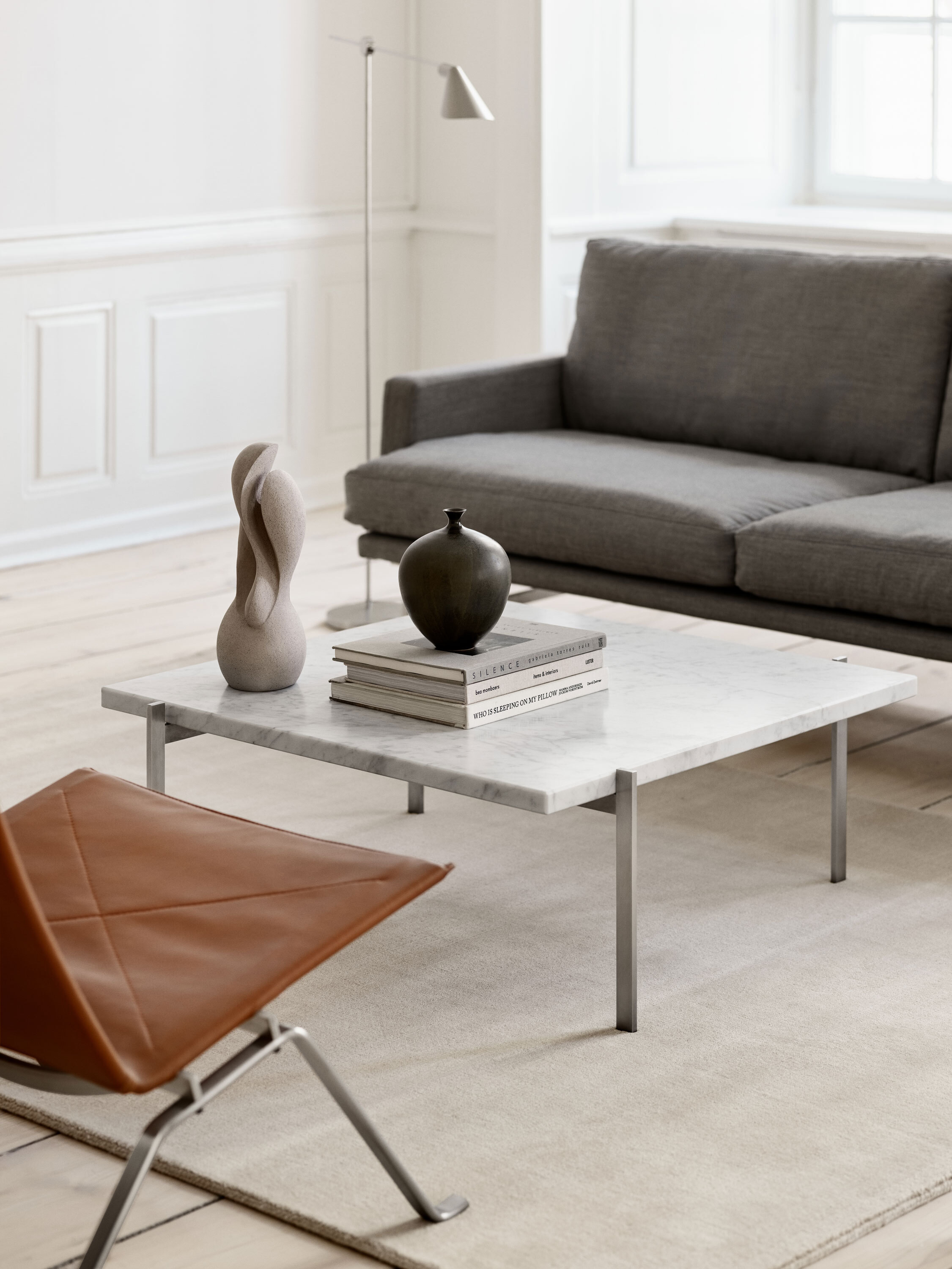 FH PK22 Grace Walnut PK61 Marble Honed White Lissoni Sofa PL112 Remix 123 MS011 Steel