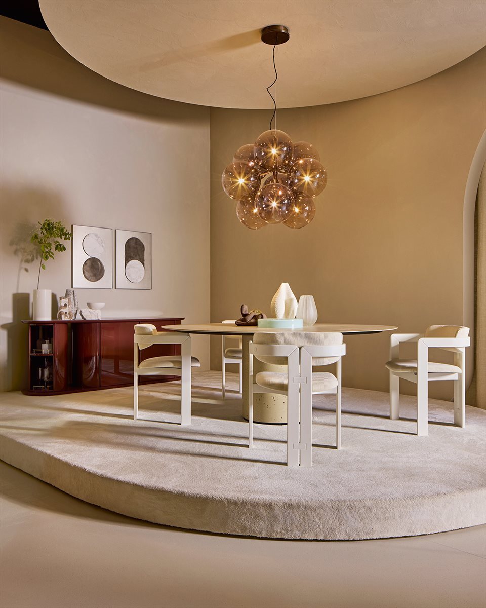 Gallotti Radice 0414 Re verre table Hide Seek door Bolle cielo 150 RGB10