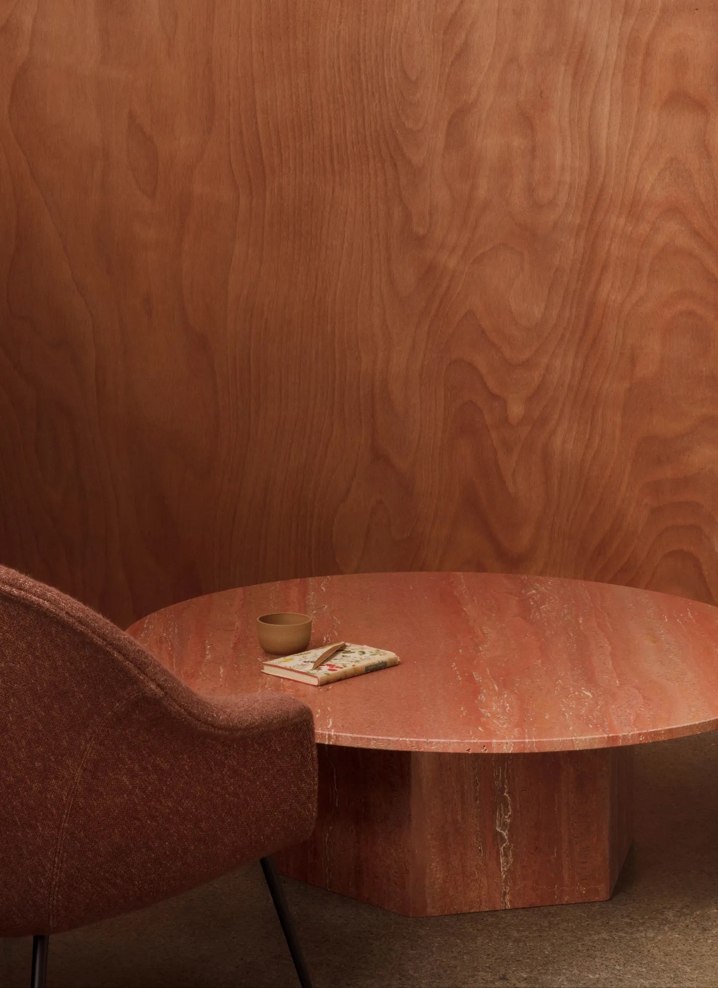 10042375 L Epic Coffee Table Round 110 Red Travertine