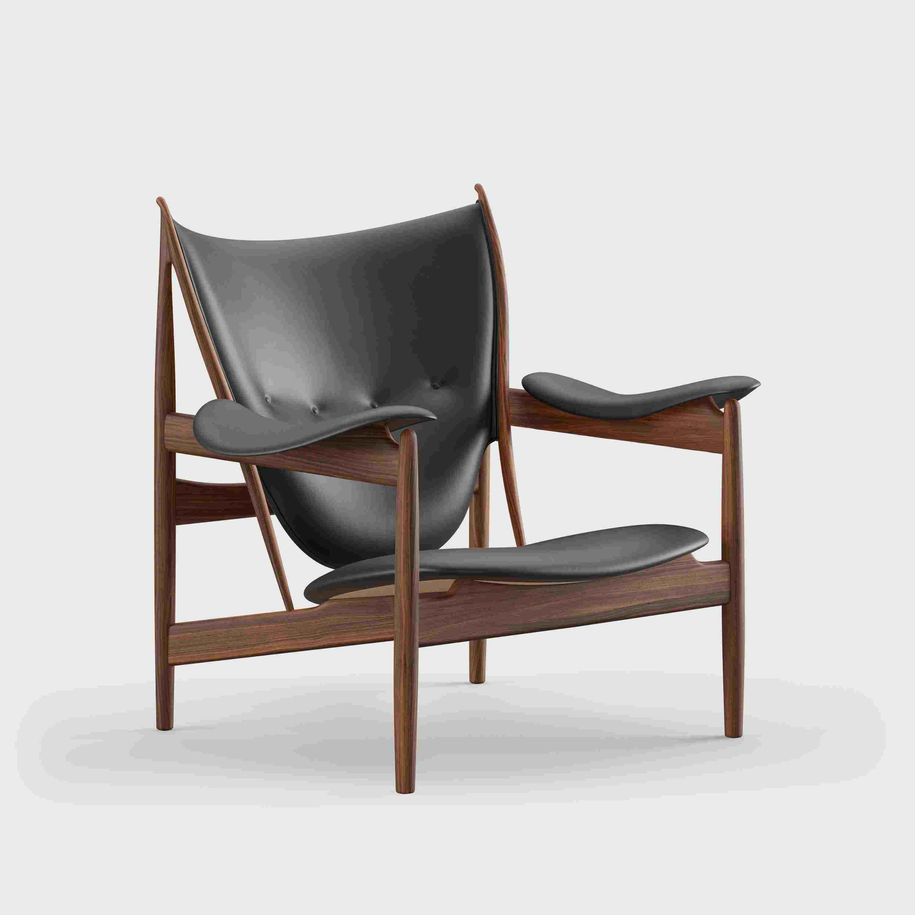 Chieftain chair black leather walnut
