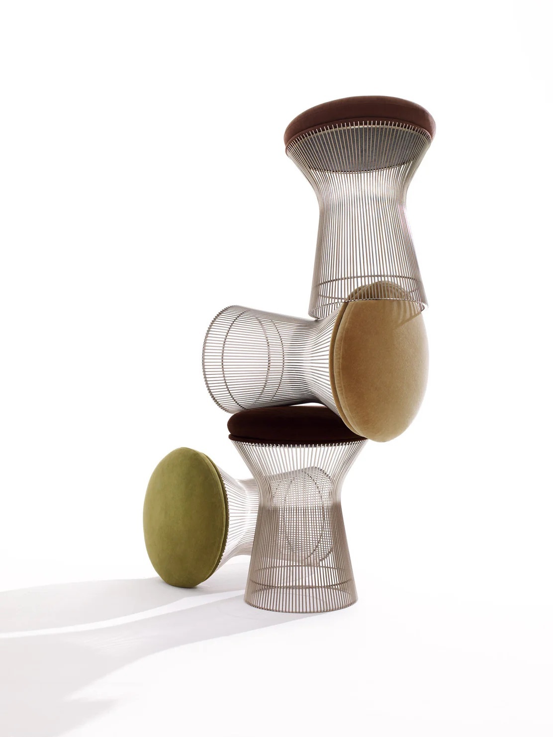 Knoll warren platner stool polished nickel fabric