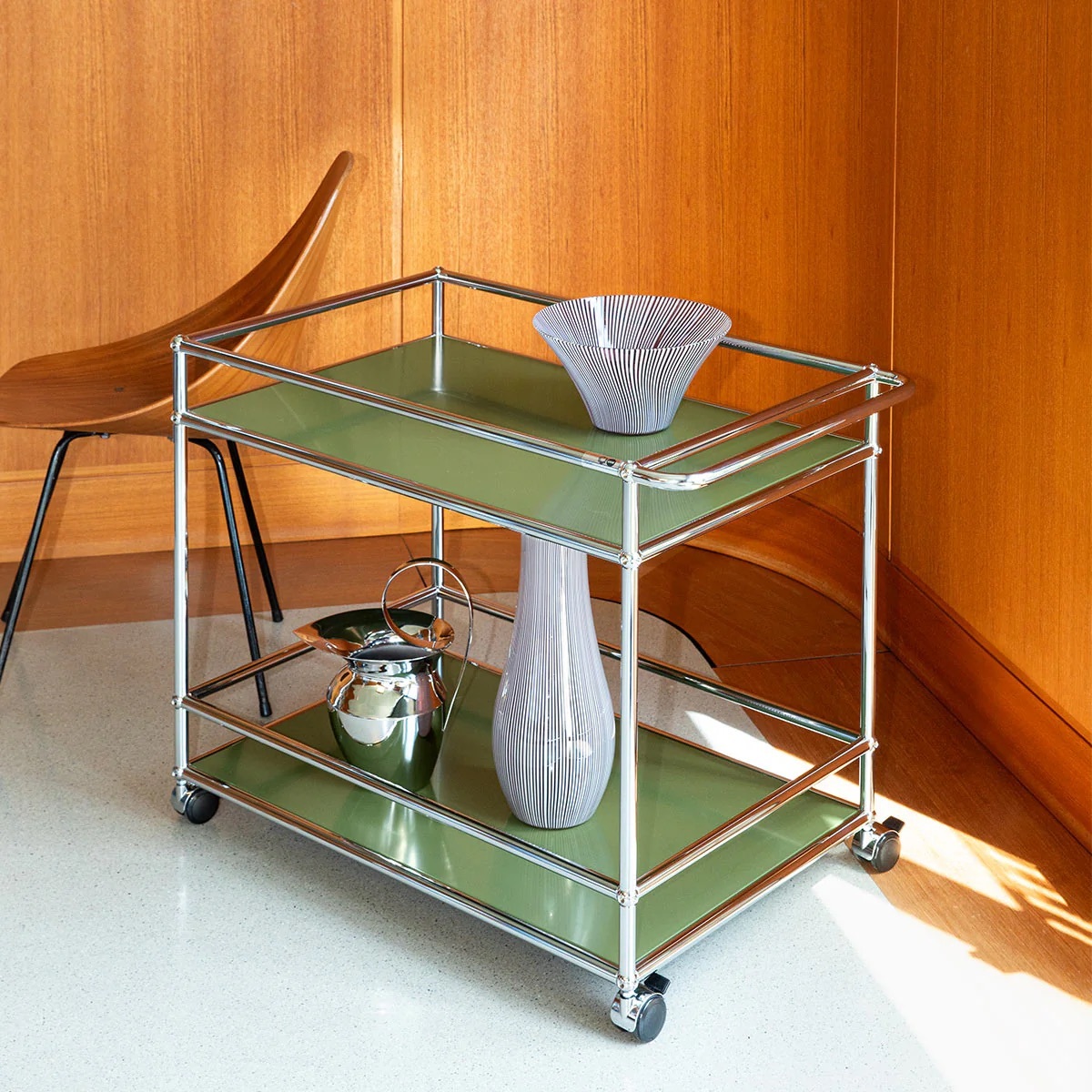 Usm olive green serving cart spotti milano