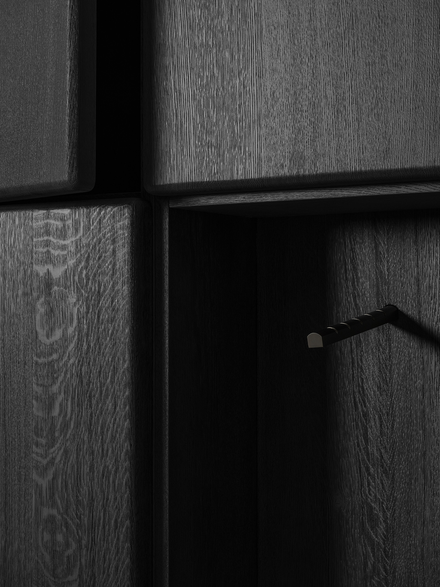 Van Rossum Kast wardrobe cabinet oak obsidian brushed leather cambridge blue 2