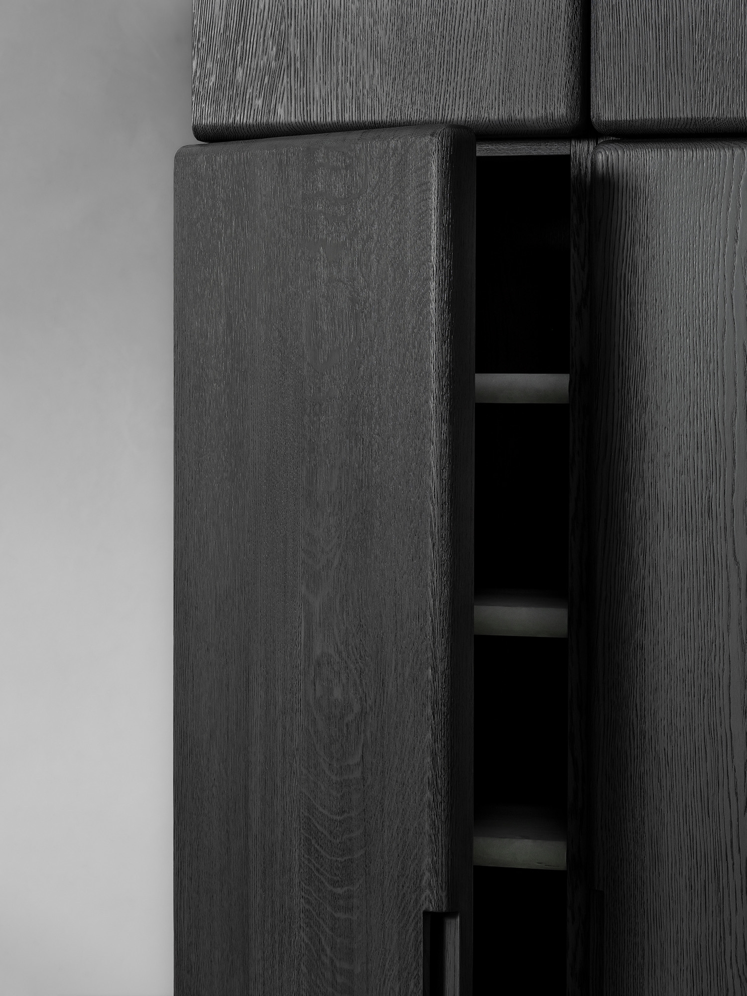 Van Rossum Kast wardrobe cabinet oak obsidian brushed leather cambridge blue 4