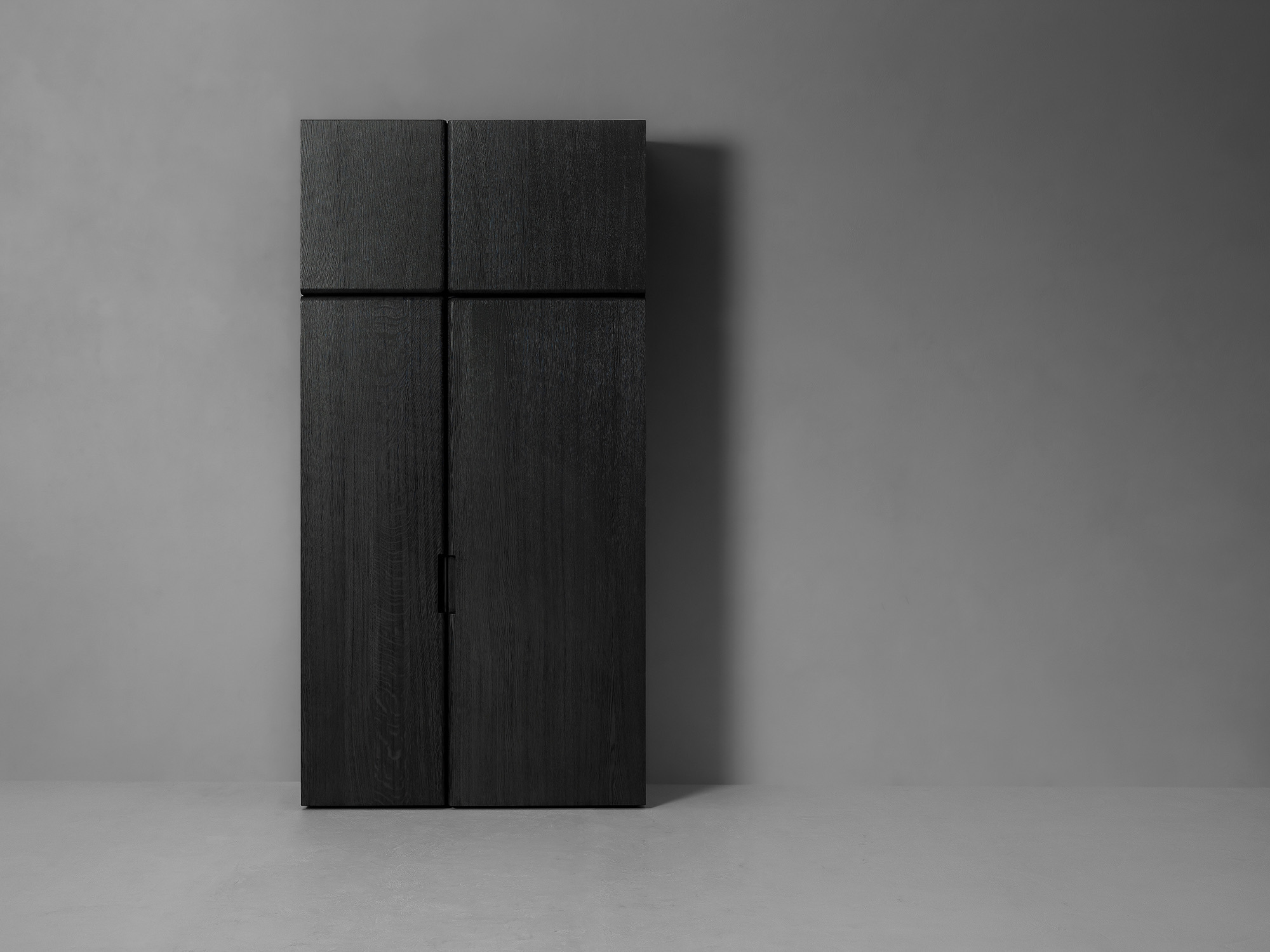 Van Rossum Kast wardrobe cabinet oak obsidian brushed leather cambridge blue