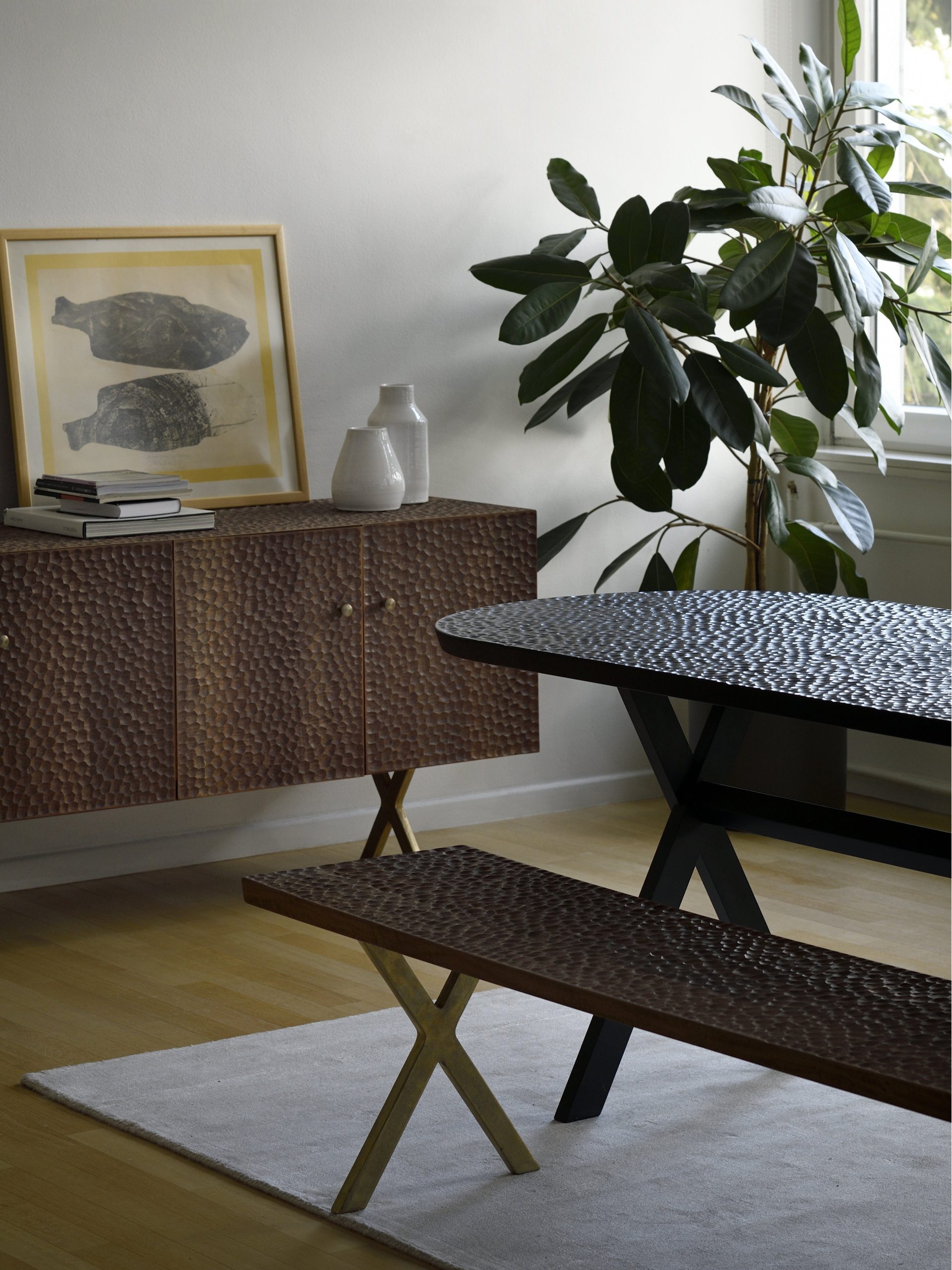 Touch sideboard with bronze legs walnut oil scaled